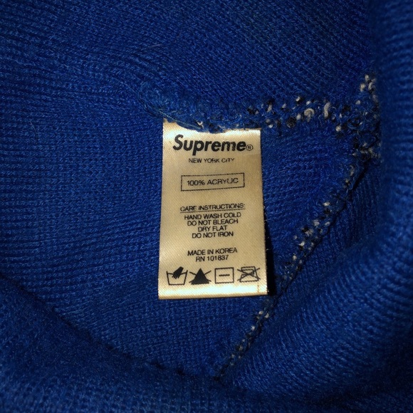 Authentic Supreme Matching Set Men’s Tag Logo Royal Blue Hat And Sweater Size L - Picture 13 of 14